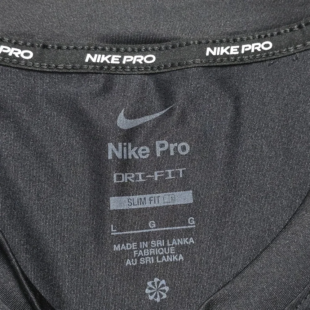 Nike Pro Mens L Short Sleeve Compression Shirt Slim Black Center Swoosh Dri Fit
